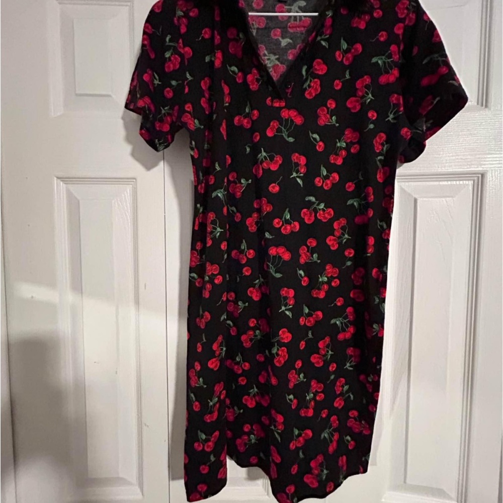 Motel Rocks Cherry Vintage Look Pin up Rockabilly Mini Shirt Dress XL - Picture 7 of 8